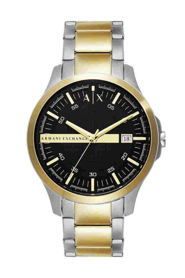 Quartz-46-mm-Black-Dial-Stainless-Steel-Analogue-Wrist-Watch-for-Men---AX2453I