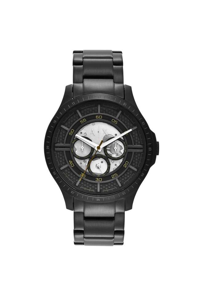 Quartz-46-mm-Black-Dial-Stainless-Steel-Chronograph-Wrist-Watch-for-Men---AX2460