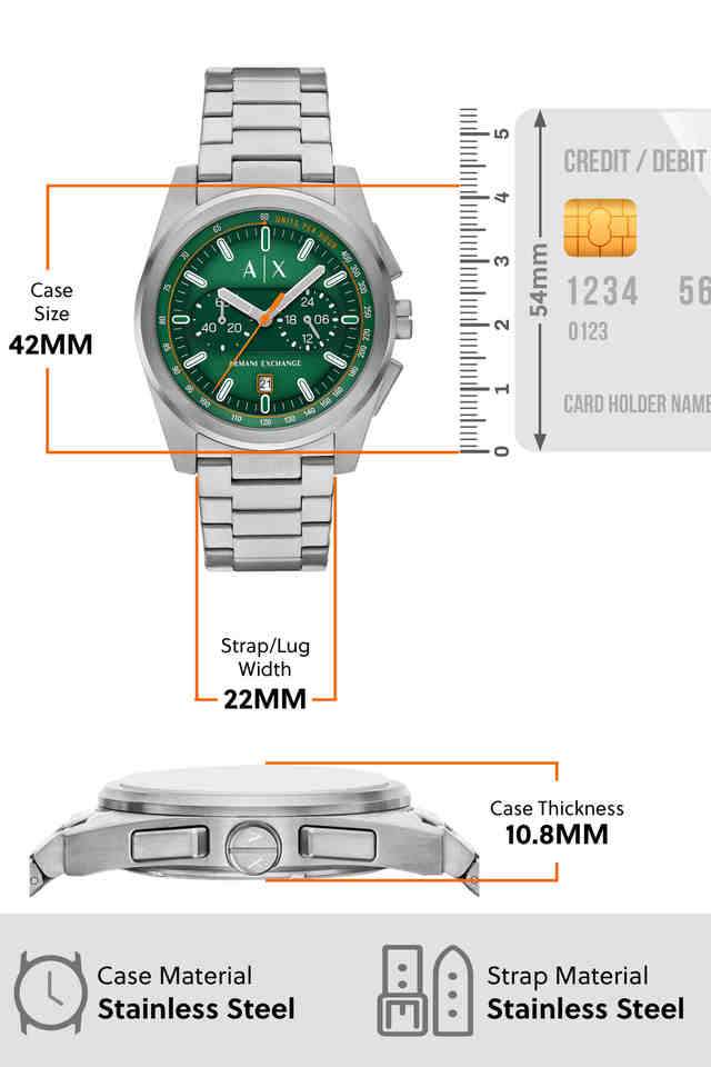 Buy Armani Exchange NoColour 42 mm Green Dial Stainless Steel