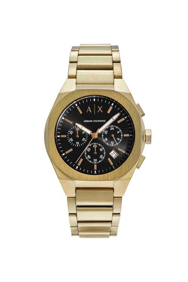 Quartz-42-mm-Black-Dial-Stainless-Steel-Chronograph-Watch-for-Men---AX4180