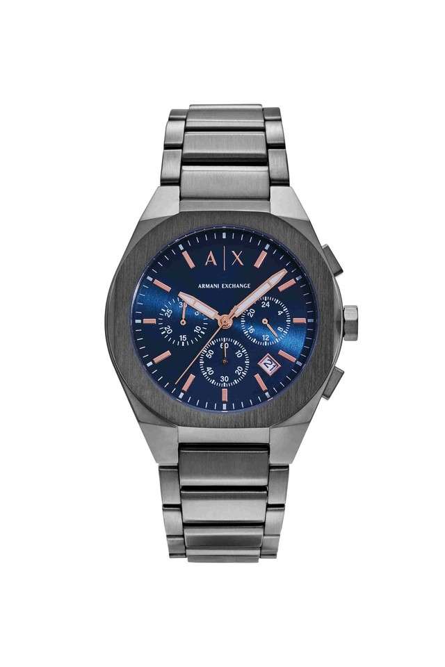 Quartz-42-mm-Blue-Dial-Stainless-Steel-Chronograph-Watch-for-Men---AX4182