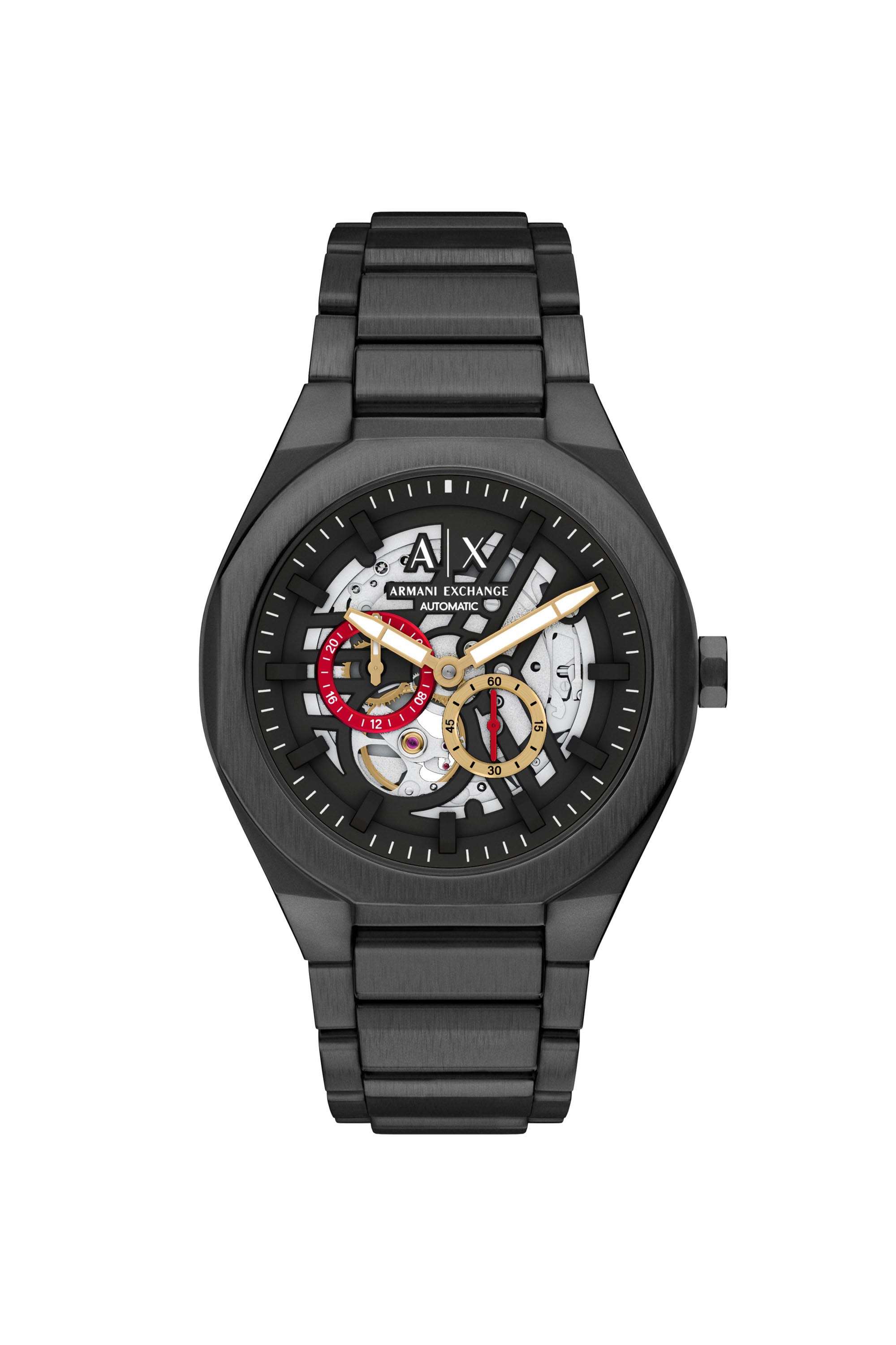 Sync-44-mm-Black-Dial-Stainless-Steel-Chronograph-Watch-For-Men---AX4196