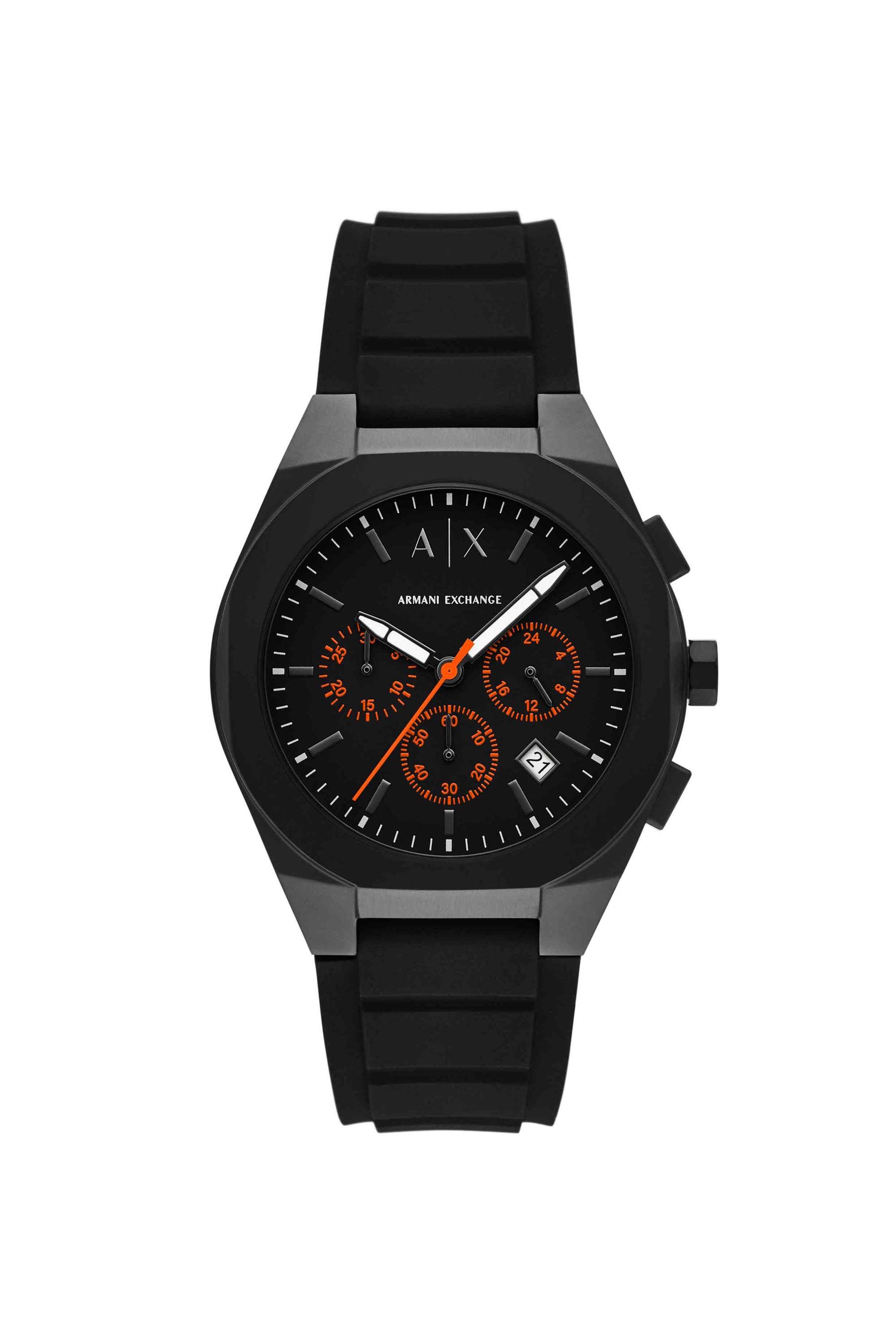 Sync-42-mm-Black-Dial-Silicone-Chronograph-Watch-For-Men---AX4198