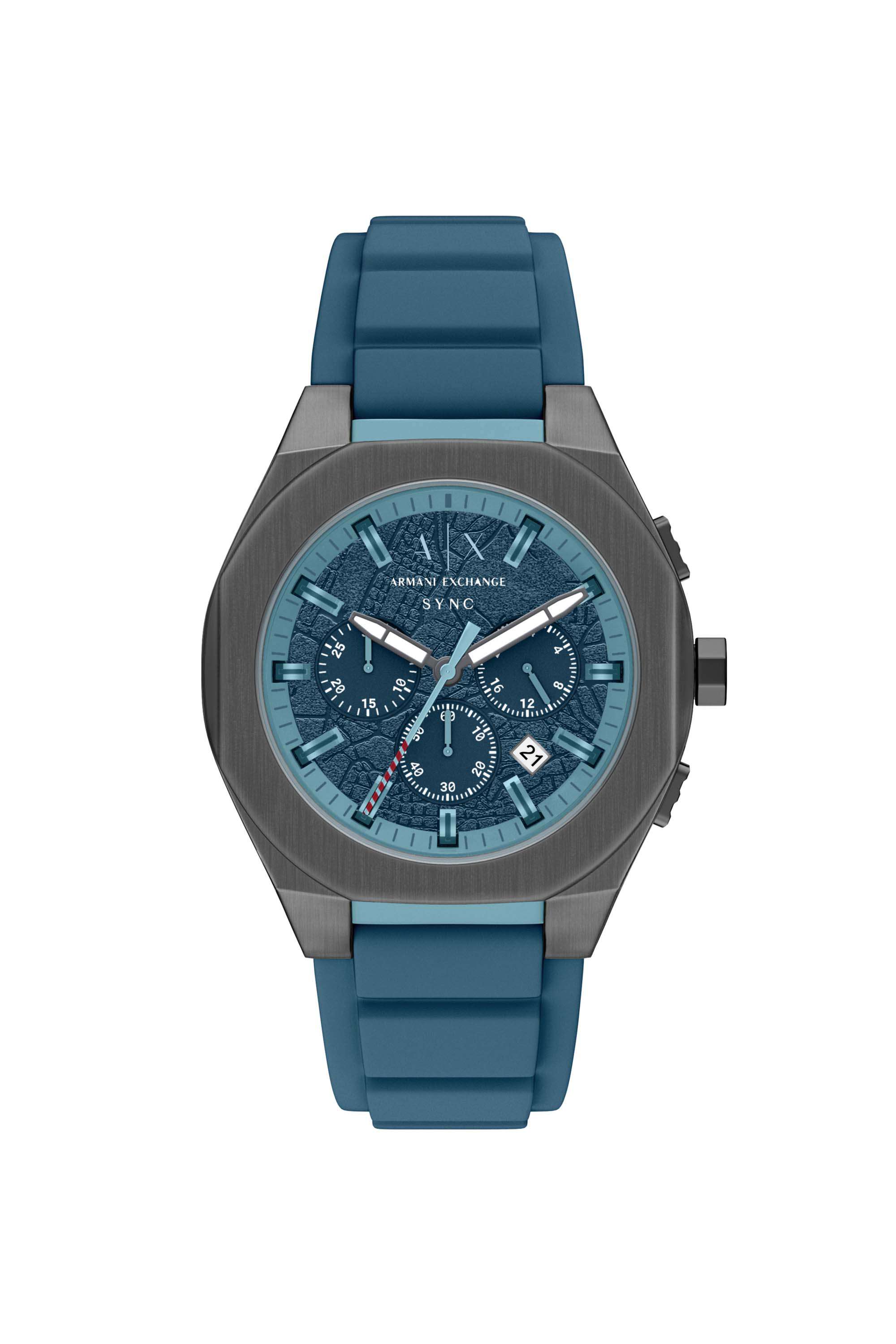44-mm-Blue-Dial-Silicone-Chronograph-Watch-For-Men---AX4291