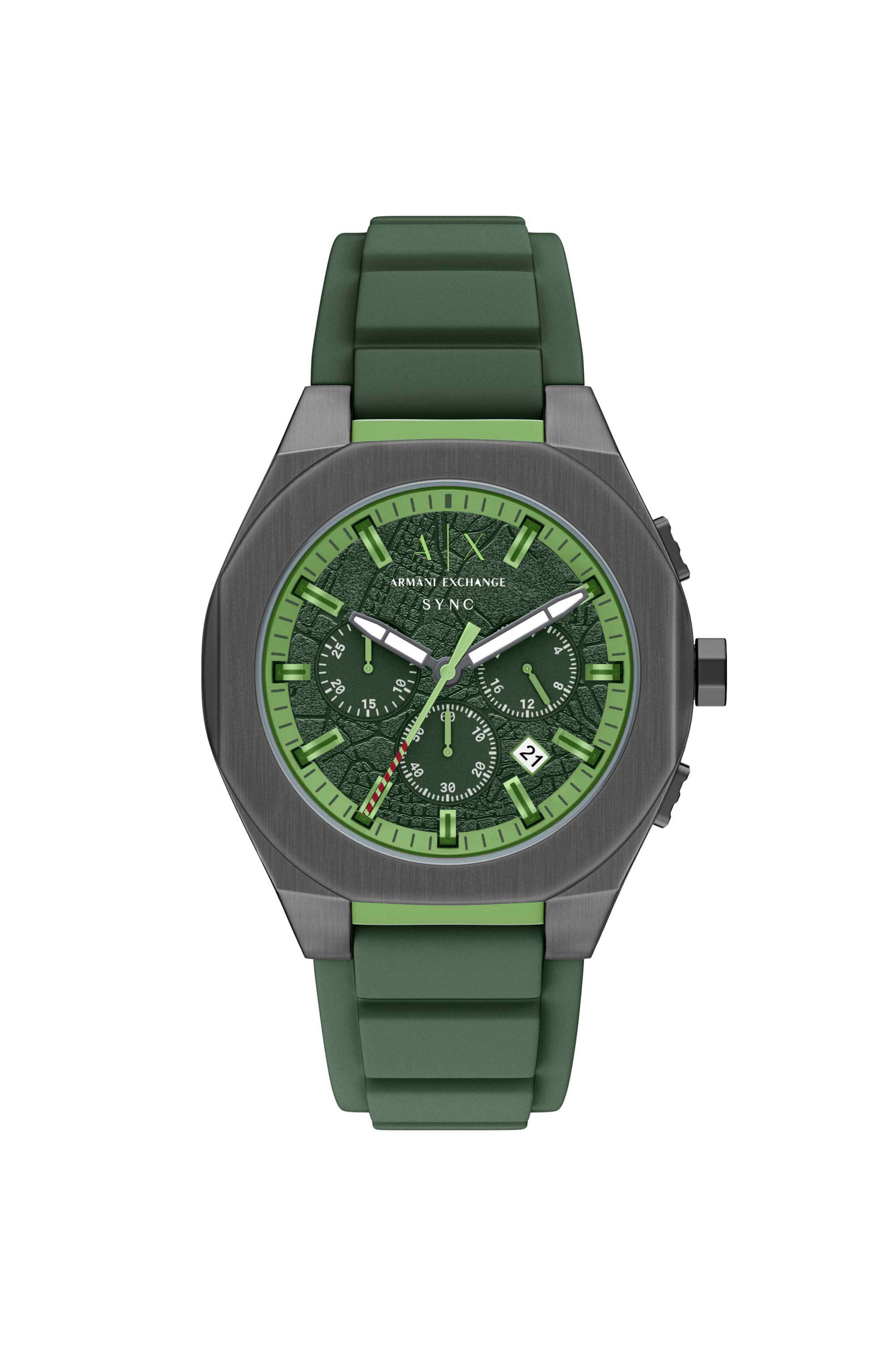 44-mm-Green-Dial-Silicone-Chronograph-Watch-For-Men---AX4292