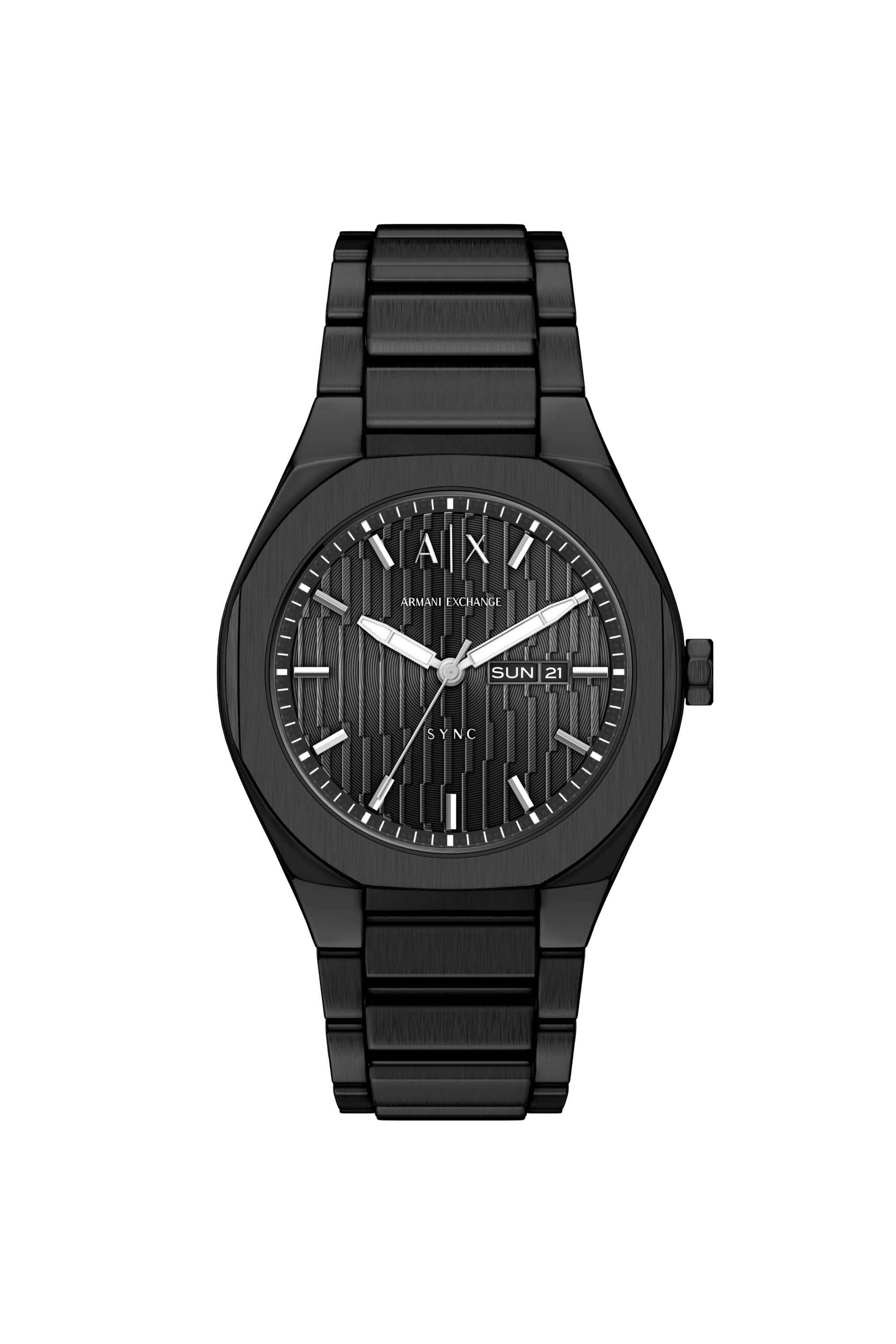 42-mm-Black-Dial-Stainless-Steel-Analogue-Watch-For-Men---AX4301