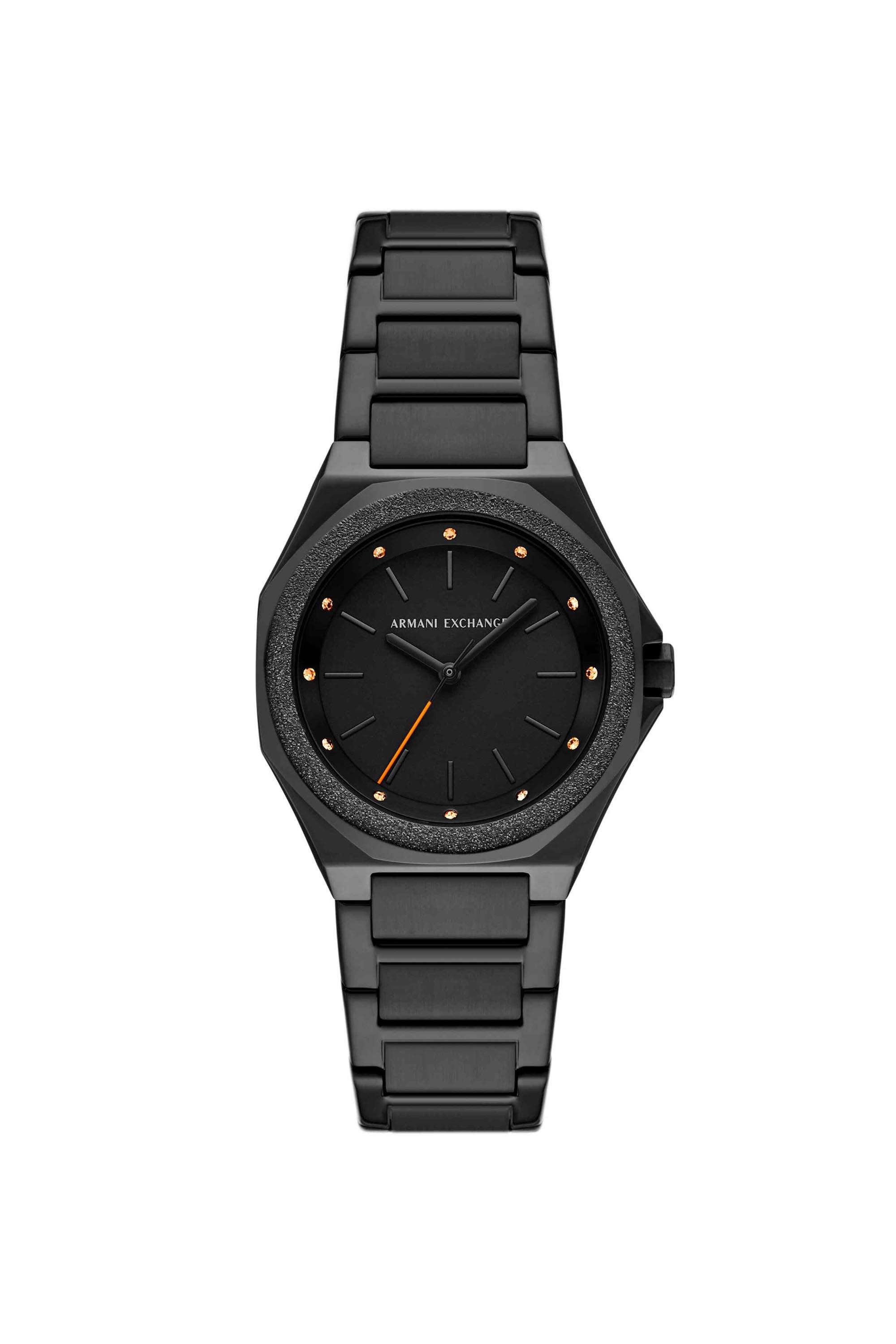 Sync-34-mm-Black-Dial-Stainless-Steel-Analogue-Watch-For-Women---AX4621