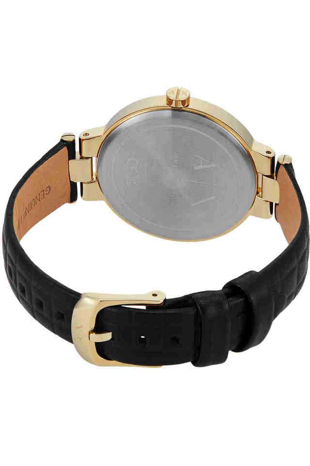 Quartz-36-mm-Gold-Dial-Leather-Analogue-Watch-for-Women---AX5174