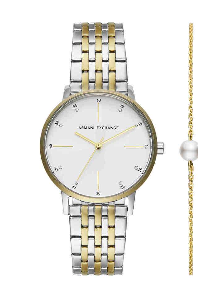 Quartz-36-mm-Silver-Dial-Stainless-Steel-Analogue-Wrist-Watch-for-Women---AX7156SET