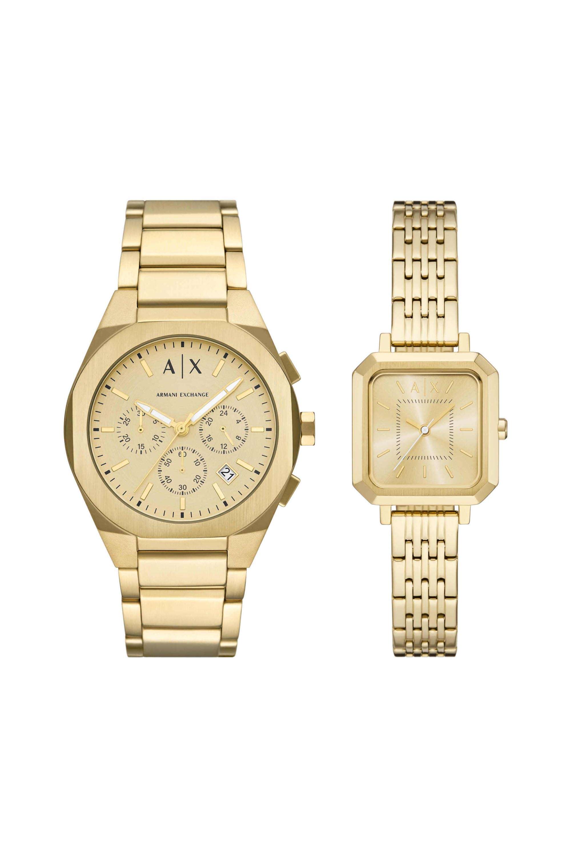 Sync-42-mm-Gold-Dial-Stainless-Steel-Analogue-Watch-For-Men---AX7171SET