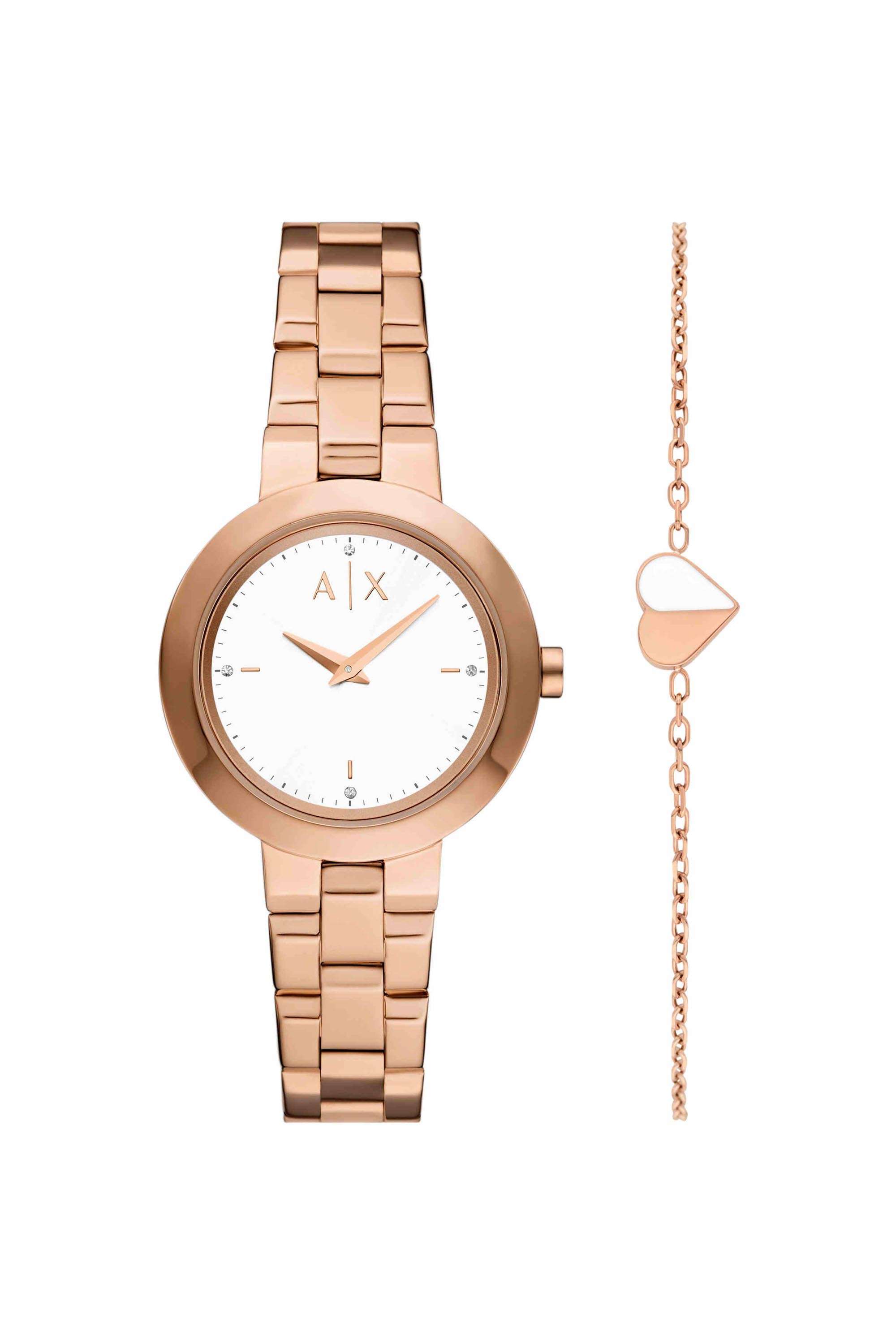 Sync-36-mm-White-Dial-Stainless-Steel-Analogue-Watch-For-Women---AX7175SET