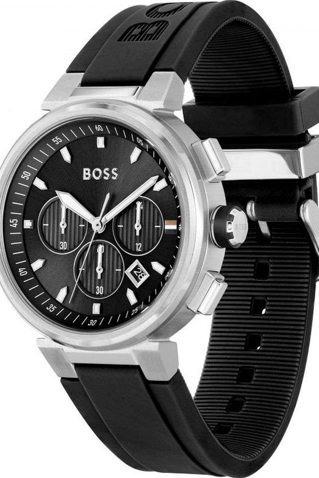 One-Black-Dial-Silicone-Chronograph-Watch-for-Men---1513997