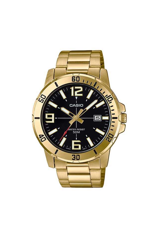 Mens-Black-Dial-Stainless-Steel-Analog-Watch