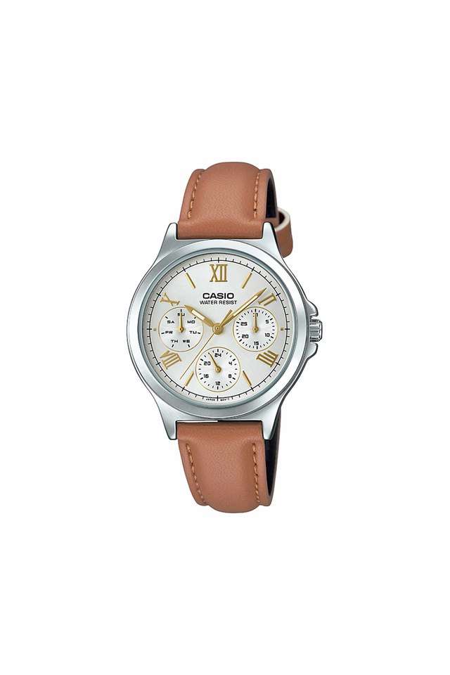 Womens-Enticer-Beige-Dial-Leather-Multi-Function-Watch---A1703