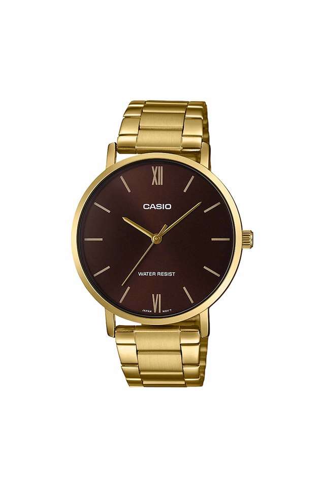 Mens-Enticer-Brown-Dial-Stainless-Steel-Analogue-Watch---MTP-VT01G-5BUDF