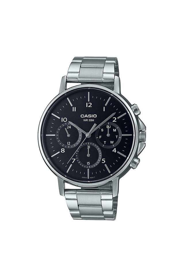 Mens-Enticer-Black-Dial-Steel-Analogue-Watch---A1845