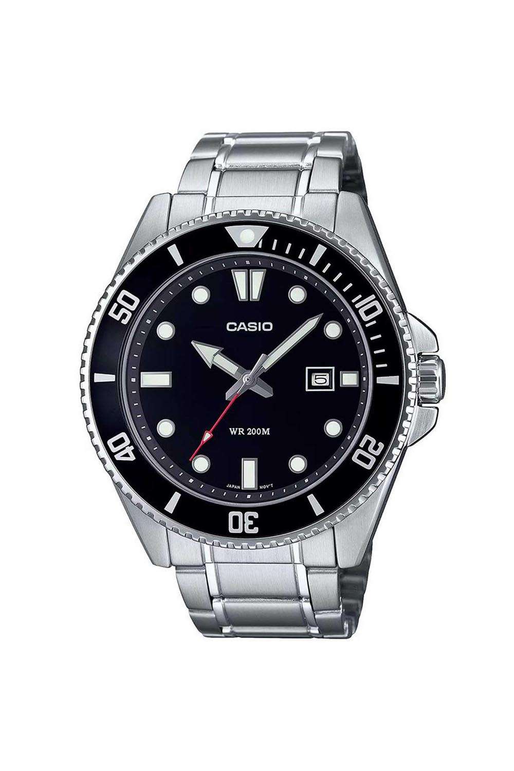 Enticer-Men-s-46.3-mm-Analogue-Quartz-Watch---Black-Dial-with-Silver-Stainless-Steel-Strap-(WCAA2189)