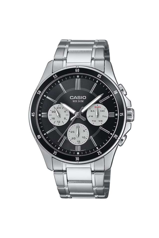 Quartz-47x43.5x11.1-mm-Black-Dial-Stainless-Steel-Analogue-Watch-for-Men---A2345