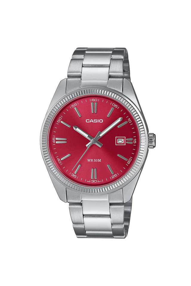 Quartz-44.2x38.5x9.2-mm-Red-Dial-Stainless-Steel-Analogue-Watch-for-Men---A2367