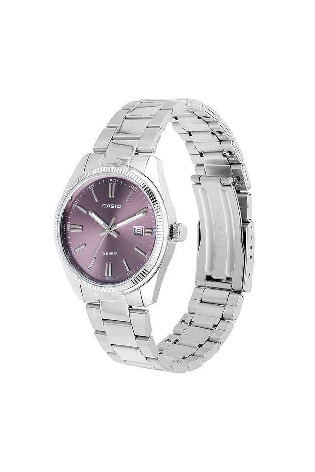 Buy Casio NoColour Quartz 44.2x38.5x9.2 mm Purple Dial Stainless