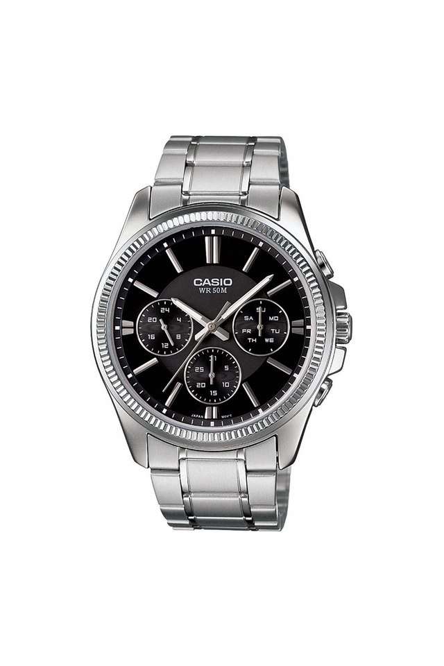 Mens-Enticer-Black-Dial-Metallic-Multi-Function-Watch---A836