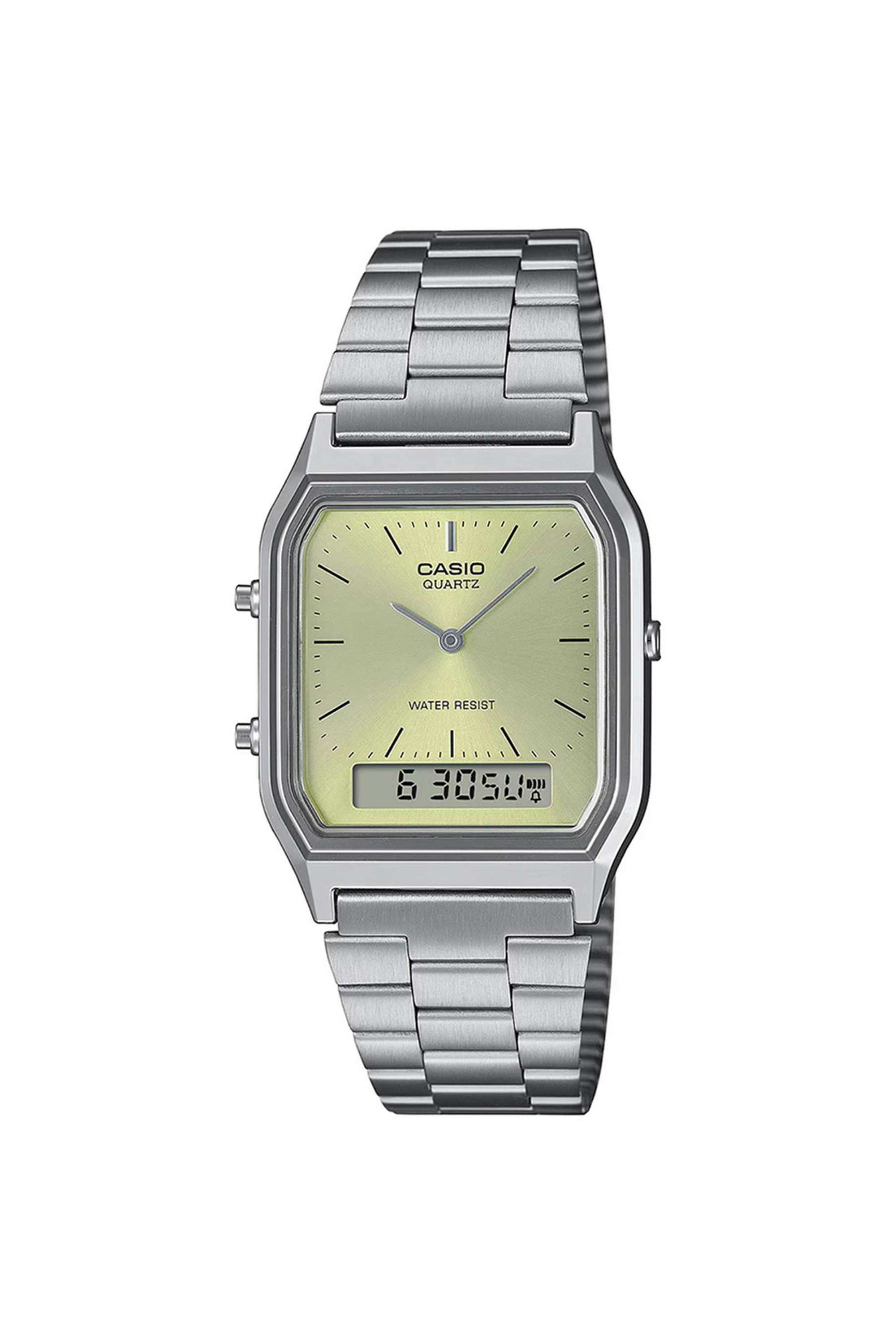Vintage-38.8-x-29.8-x-8.1mm-Green-Dial-Stainless-Steel-Analog-Digital-Wrist-Unisex-Watch---AD280
