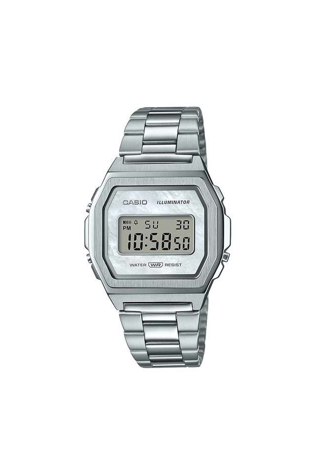 Unisex-VINTAGE-Silver-Dial-Steel-Digital-Watch---D193