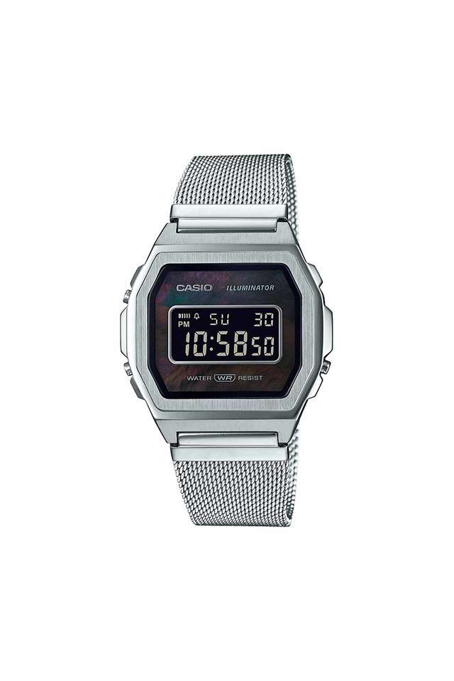 Unisex-VINTAGE-Silver-Dial-Steel-Digital-Watch---D194