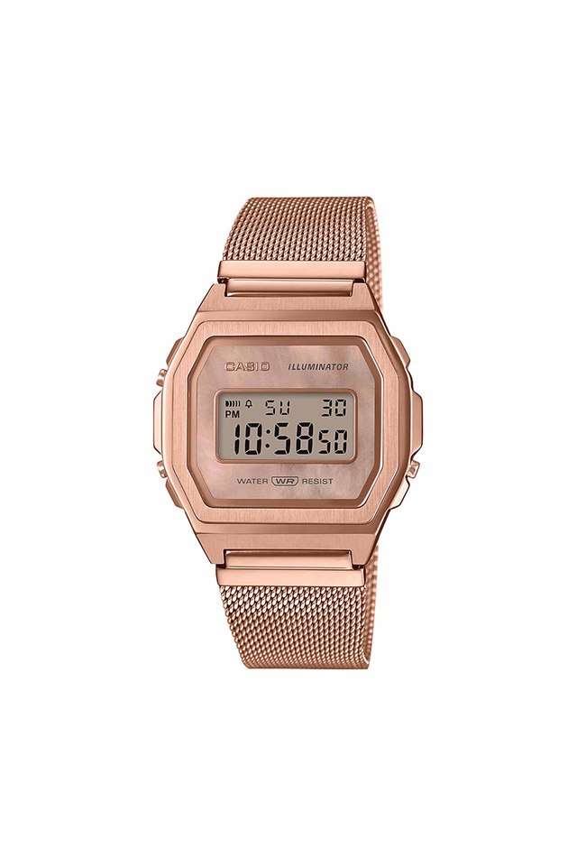 Unisex-VINTAGE-Rose-Gold-Dial-Steel-Digital-Watch---D196