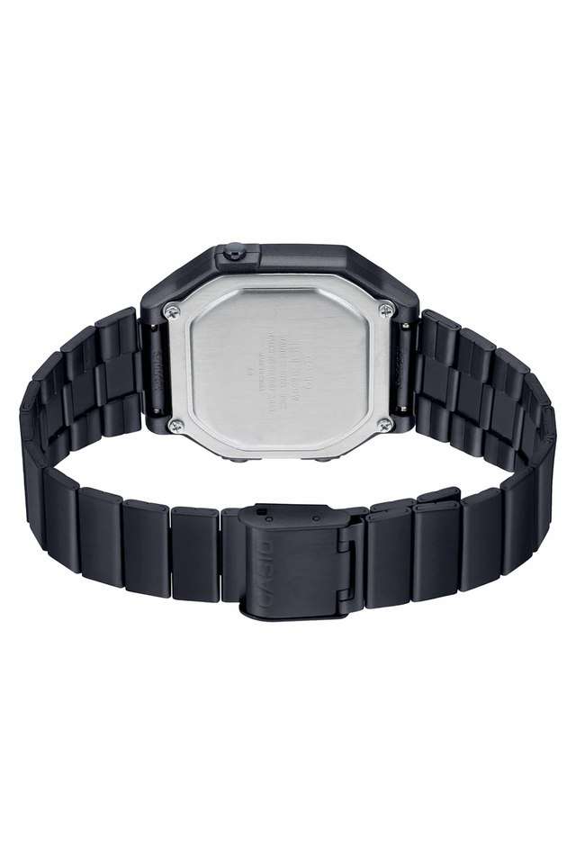 Mens-VINTAGE-Black-Dial-Steel-Digital-Watch---D199
