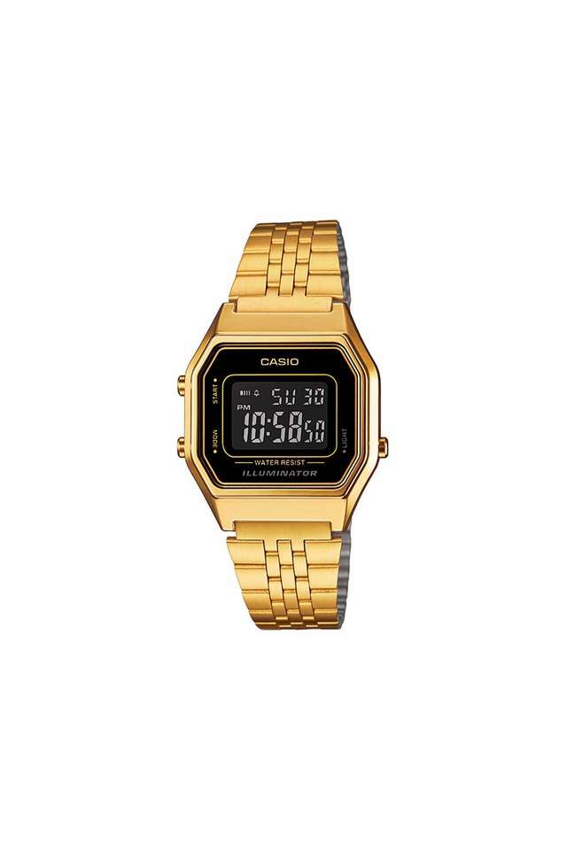 Unisex-Black-Dial-Stainless-Steel-Digital-Watch