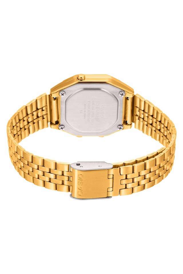 Unisex-Black-Dial-Stainless-Steel-Digital-Watch