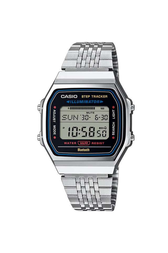 Vintage-41.6---37.9---8.2-mm-Black-Dial-Stainless-Steel-Digital-Unisex-Watch---D365