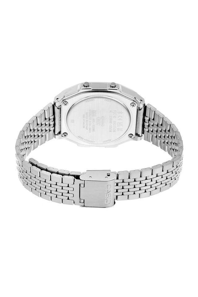 Vintage-41.6---37.9---8.2-mm-Black-Dial-Stainless-Steel-Digital-Unisex-Watch---D365
