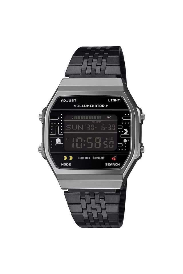 Vintage-41.6-x-37.9-x-8.2-mm-Black-Dial-Stainless-Steel-Digital-Wrist-Watch-for-Unisex---D381