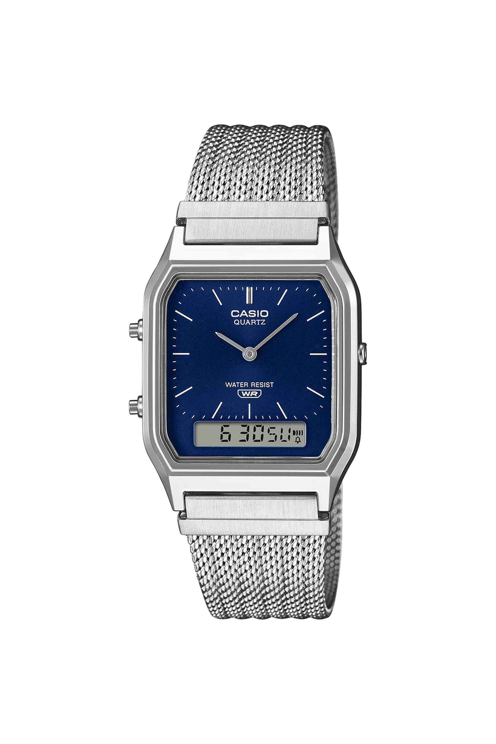 Vintage-38.8-x-29.8-x-8.1-mm-Blue-Dial-Stainless-Steel-Analog-Digital-Watch-For-Unisex---D417