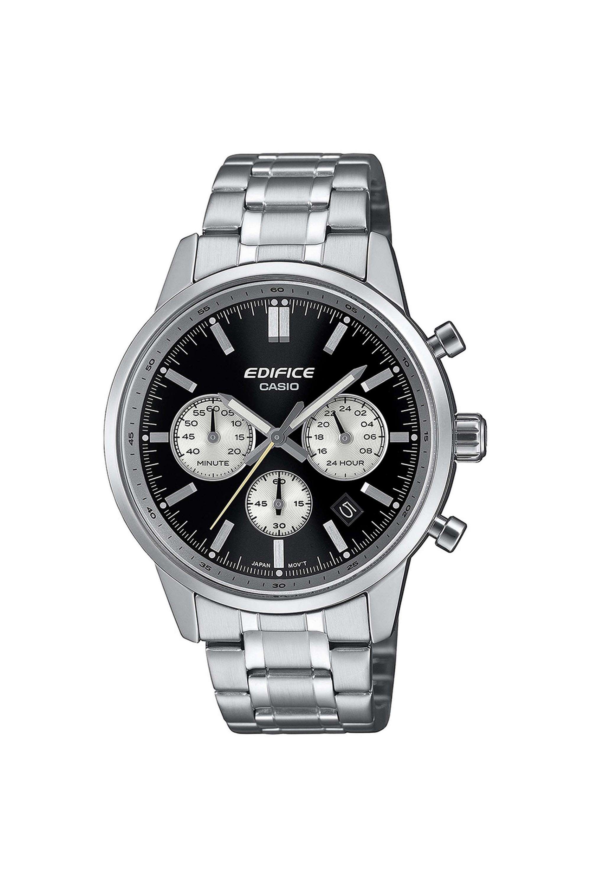 EDIFICE-47.9x40.5x12.6-mm-Black-Dial-Stainless-Steel-Analogue-Watch-For-Men---ED655