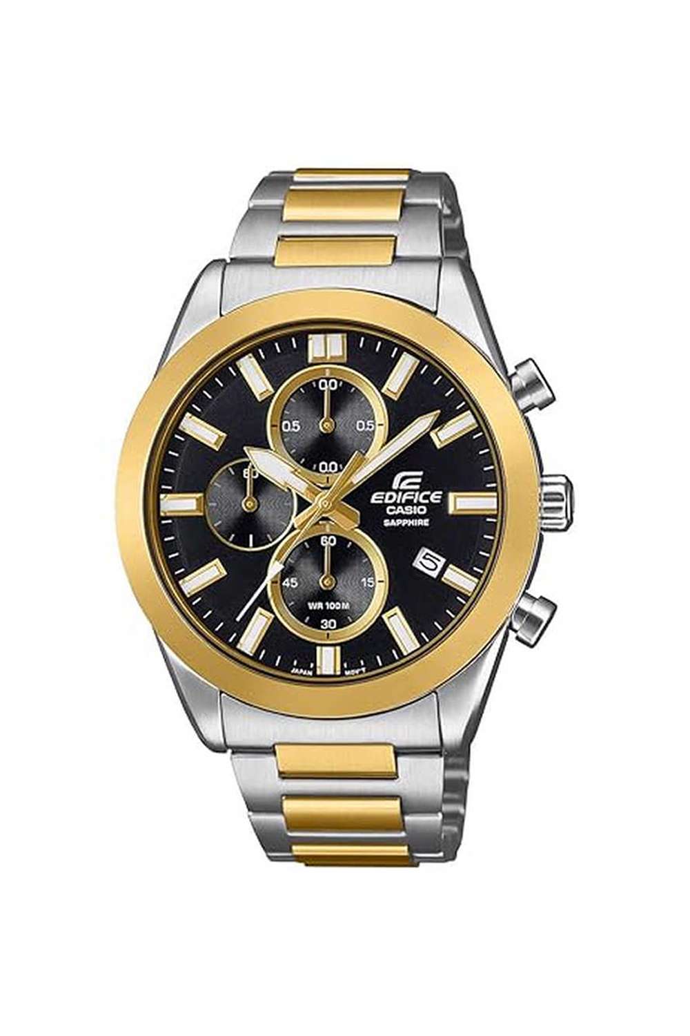 Edifice-Men-s-41-mm-Analogue-Quartz-Watch---Black-Dial-with-Stainless-Steel-Strap-(WCAED667-)