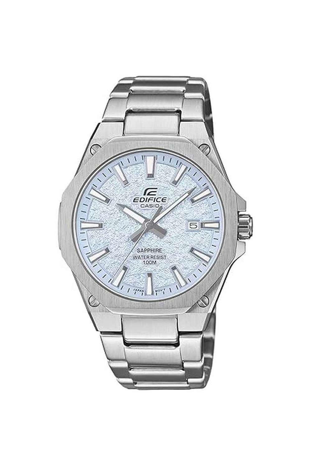 Edifice-Men-s-39.9-mm-Analogue-Quartz-Watch---Blue-Dial-with-Stainless-Steel-Strap-(WCAED677-)