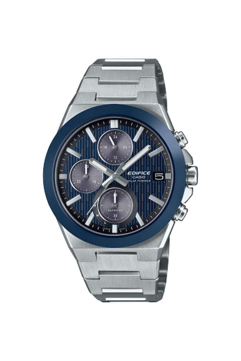 Edifice-Men-s-46.7-mm-Analogue-Quartz-Watch---Blue-Dial-with-Stainless-Steel-Strap-(WCAED680-)