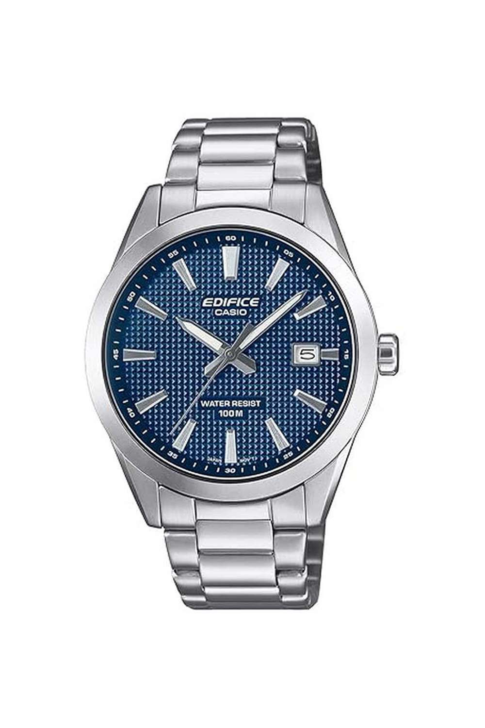 Edifice-Men-s-40-mm-Analogue-Quartz-Watch---Blue-Dial-with-Stainless-Steel-Strap-(WCAED684-)