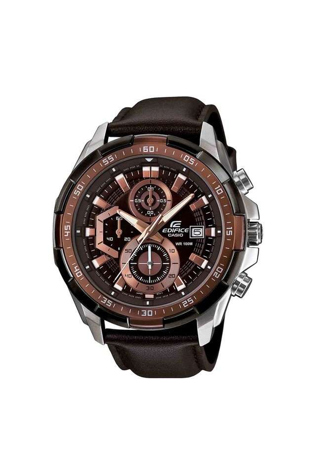 Mens-50-mm-and-more-Edifice-Brown-Dial-Leather-Analogue-Watch---EX194