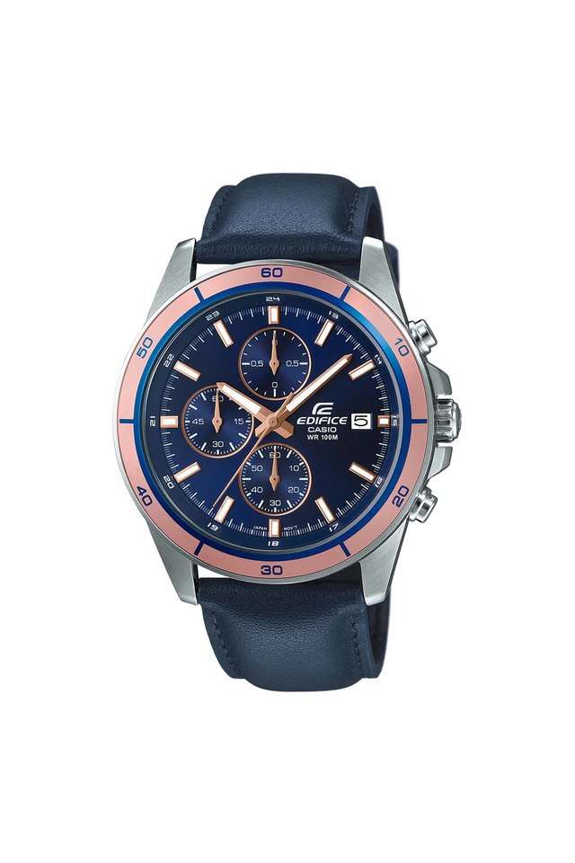 Mens-40-49-mm-Edifice-Blue-Dial-Leather-Analogue-Watch---EX302