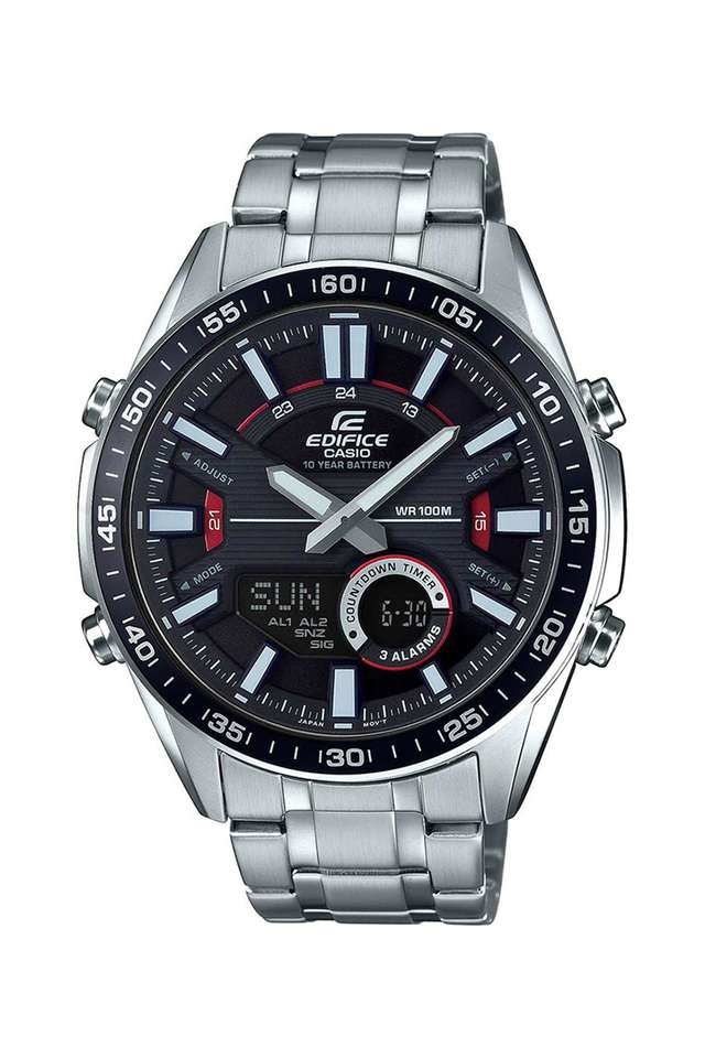 Mens-Black-Dial-Stainless-Steel-Analogue-Watch---EFV-C100D-1AVDF