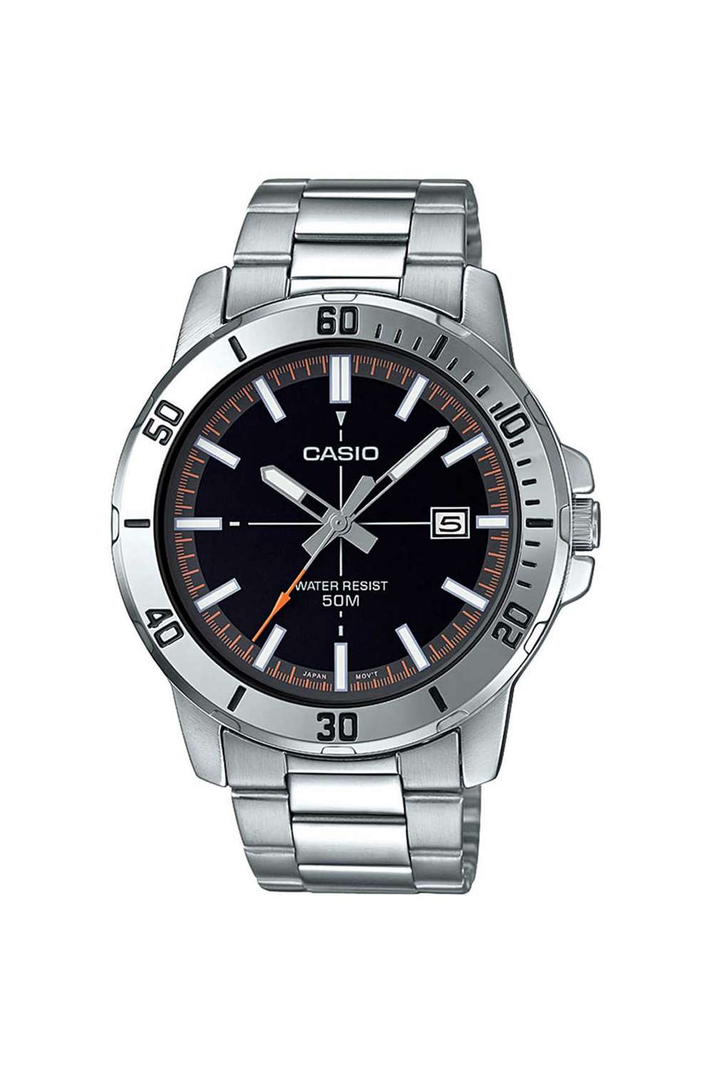 Enticer-Men-s-45-mm-Analogue-Quartz-Watch---Black-Dial-with-Silver-Stainless-Steel-Strap-(WCAG1734)