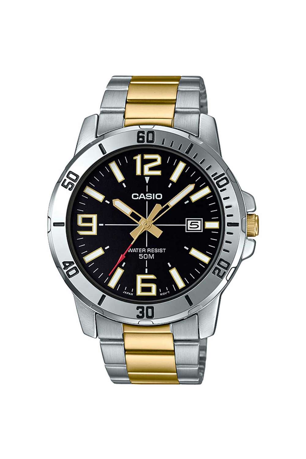 Enticer-Men-s-45-mm-Analogue-Quartz-Watch---Black-Dial-with-Silver-Stainless-Steel-Strap-(WCAG1735)