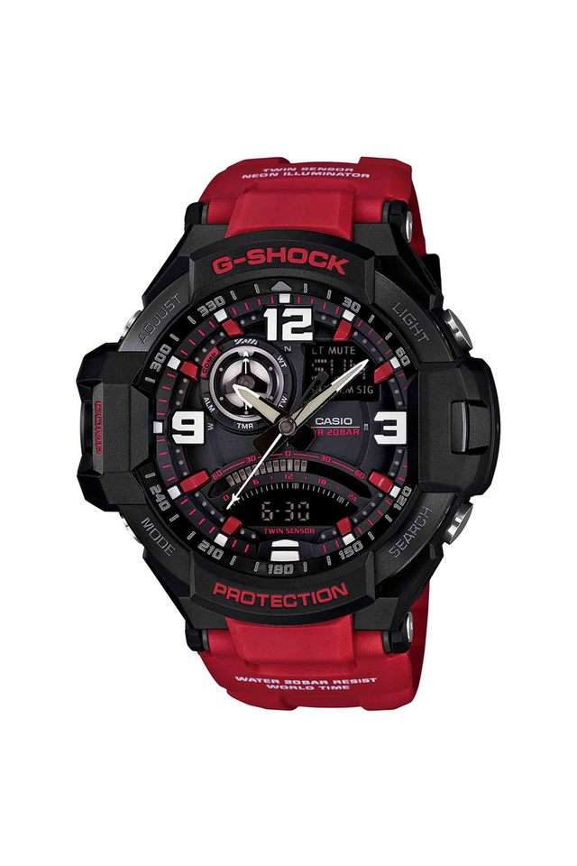 Mens-50-mm-and-more-G-Shock-Black-Dial-Resin-Analogue-Digital-Watch---G542