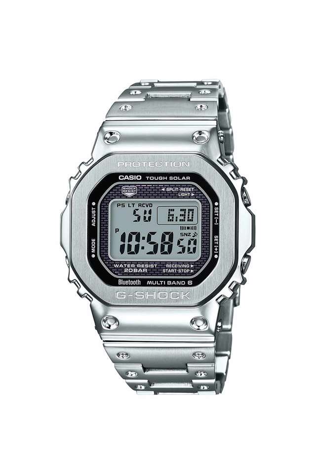 G-Shock-Men-s-49.3mm-Digital-Quartz-Watch---Silver-Dial-with-Silver-Stainless-Steel-Strap-(G842)
