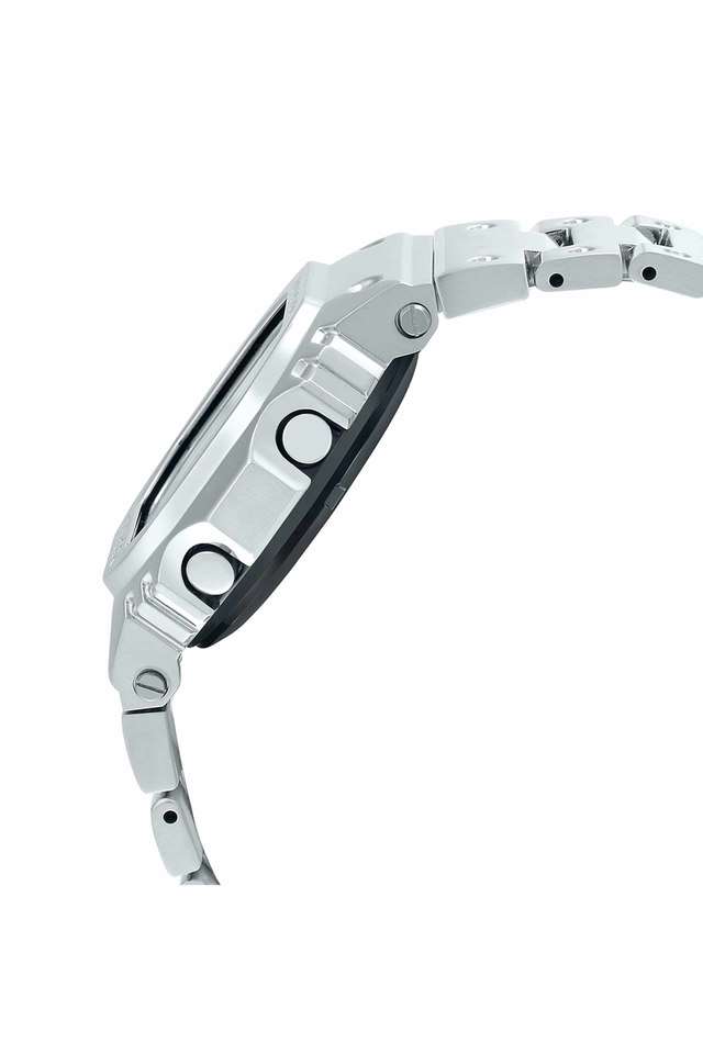 G-Shock-Men-s-49.3mm-Digital-Quartz-Watch---Silver-Dial-with-Silver-Stainless-Steel-Strap-(G842)