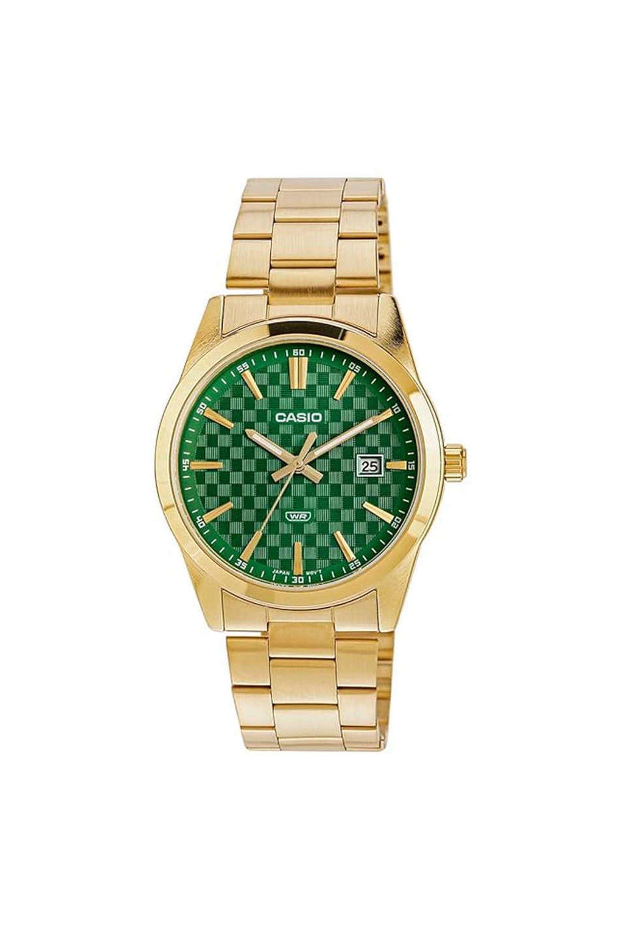 Enticer-Men-s-41-mm-Analogue-Quartz-Watch---Green-Dial-with-Gold-Stainless-Steel-Strap-(WCANA2246)